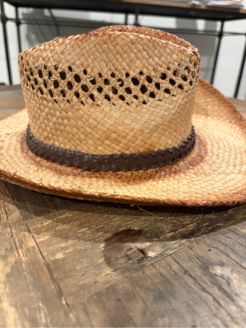 Jacobson One Size Tan Toyo Western Open Weave Vented Straw Cowboy Hat